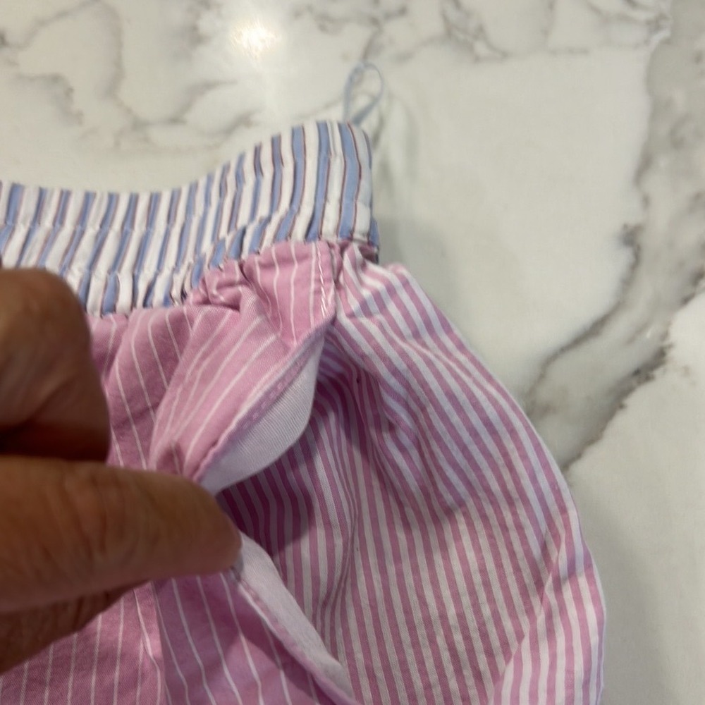 ZARA Striped Shorts Pink White Blue Elastic Waist Pockets‎ Casual Summer - Picture 5 of 8